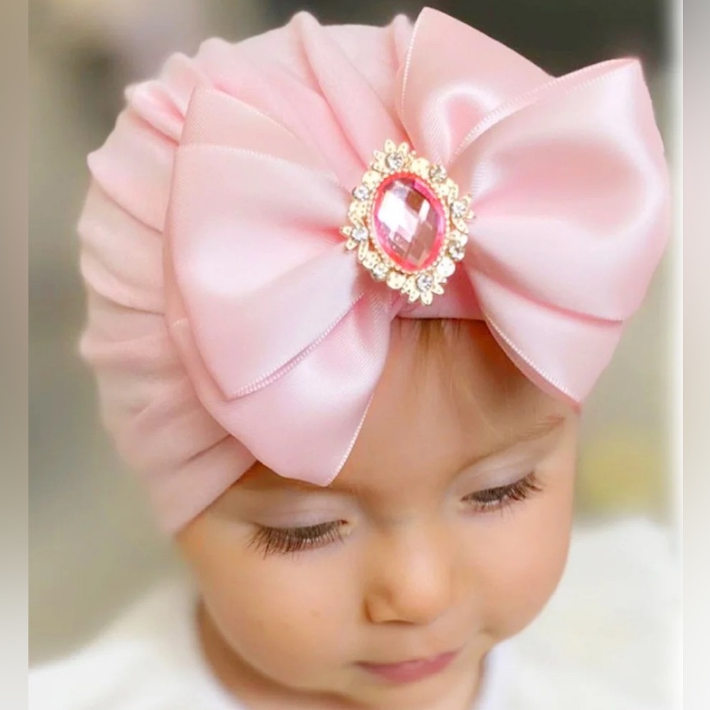 Soft Baby Turban with Satin Bow 0-6 months